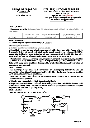 Đề thi chọn đội tuyển học sinh giỏi dự thi Quốc gia môn Hóa học Lớp 12 - Năm học 2015-2016 - Sở giáo dục và đào tạo Đăk Lăk